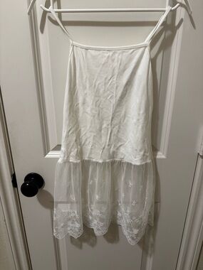 White Spaghetti Strap with Lace-Hem for layering